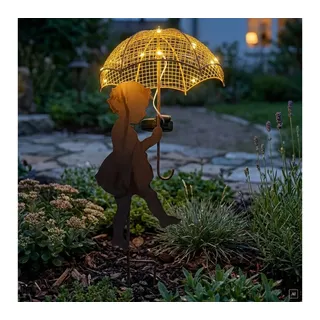 abc HOME LED Gartenleuchte Mädchen, Junge mit Regenschirm, LEDs, Solarpanel, Lichtsensor, Zwei Varianten: Junge und Mädchen