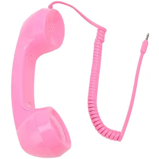 Dpofirs Retro Telefonhörer, Vintage Retro 3,5 mm Telefonhörer Handyempfänger, Strahlungssicheres Hand Handymikrofon für Mobiltelefone und Computer (Rosa)