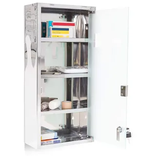 Relaxdays Medizinschrank abschließbar Edelstahl