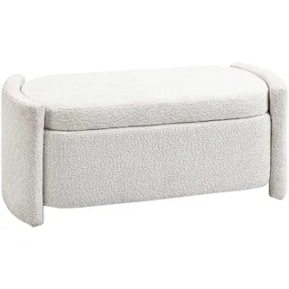 Homcom Sitzbank, mit Stauraum, Polsterbank mit Deckel, Samtoptik, Creme, 105 x 44 x 45,5 cm
