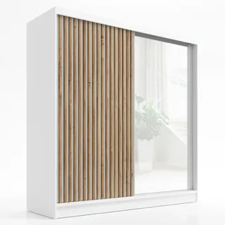 a&j möbelland Schwebetürenschrank LINA 2-türig Schrank 200 cm mit Spiegel Weiß