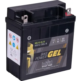 Intact Bike-Power GEL12-5L-B, 50512, 12V 5 Ah, 80 A (EN), Hochwertige GEL-Motorradbatterie mit 30% mehr Startleistung, Wartungsfreie GEL-Batterie