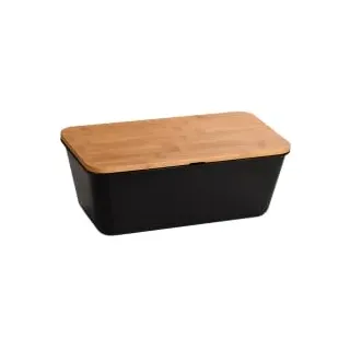 KESPER Brotkasten aus Kunststoff, schwarz Bambus - schwarz, natur