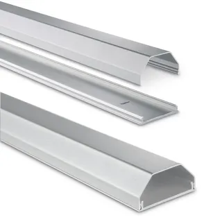 Hama ALU Kabelkanal (eckig, für bis zu 8 Kabel, 110 x 5 x 2,6 cm LxBxH, Aluminium) Silber
