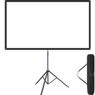 Tectake tectake® Beamer-Leinwand, für 4K, HD, Ultra HD und Full HD, Gain-Faktor 1,0, reißfester Terylenestoff, faltenfrei gespannt, Format 16:9, 72“