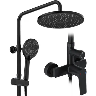 Rainsworth Duschsystem mit Ablage Rund Regendusche 25 X 25 cm Schwarz