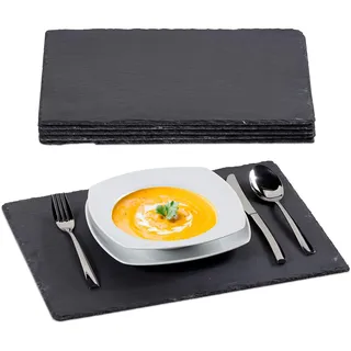 Relaxdays Schieferplatten anthrazit 40,0 x 30,0 cm, 6 St.