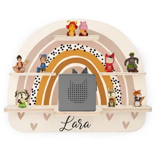 Kidsmood - Tonie Regal mit Namen – Wandregal für Toniebox 1 & Figuren | Abgerundete Ecken & Kanten Inkl. Metallplättchen für Tonie Hörfiguren | Kinderzimmer Regal für Mädchen & Jungen