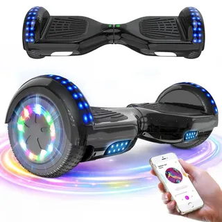 GeekMe Hoverboard 6,5 Zoll Hoverboard Kinder Starker Dual Motor,Bluetooth Lautsprecher,LED,Hoverboards für Kinder und Jugendliche - Schwarz