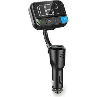 Nedis Kfz Audio FM Transmitter - Schwanenhals - Freisprechfunktion - 2.00 - Scharz-weiß Monitor - PD 20 W / QC 3.0 - Schnellladung -...