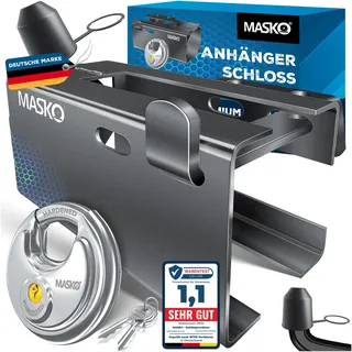 Masko MASKO® Anhängerschloss für Angekoppelte & Abgekoppelte Anhänger Diebstahlschutz inkl. Diskusschloss