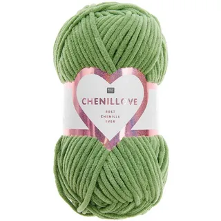 Rico Design Chenillove hochwertige Chenille Wolle Häkelwolle Strickgarn Häkelwolle, 110,00 m (100g Chenillegarn, z.B. zum Babydecke, Tiere häkeln), 100% Polyester grün