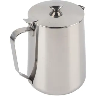 Pilipane Milchk?nnchen, Milk Pitcher, Milchkanne aus Edelstahl, Kaffeetasse Becher Milchschaumkrug Krug mit Deckel Edelstah (1000ml)