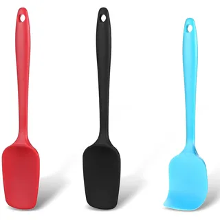 Nogeqi Kochlöffel Silikon 3er-Set, Hitzebeständig Silikonlöffel, Antihaft Silikon Spatel Küche, Bpa Frei Flexibel Silicone Spatula Set für Antihaftbeschichtetes Kochgeschirr Kochen Backen Mixen