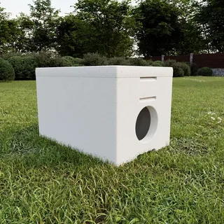 QLS Wetterfestes Katzenhaus aus Styropor – 58x38 cm isoliertes Schutzhäuschen für draußen
