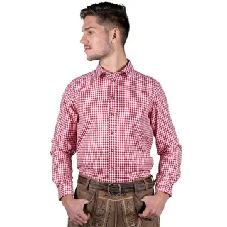 Edelnice Trachtenhemd kariert in rot, weiß | Gr.: L