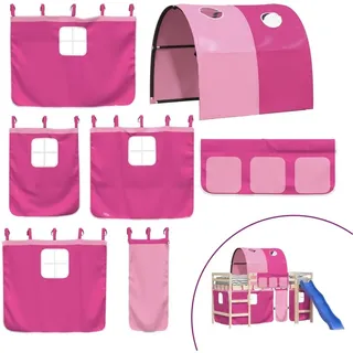 vidaXL Vorhänge für Hochbett mit Tunnel Rosa Polyester