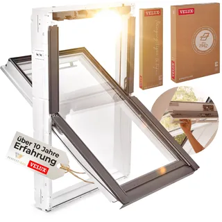 VELUX Kunststoff Dachfenster mit 2-fach Verglasung inkl. Eindeckrahmen und gratis Rollo (66 x 140 (FK08))