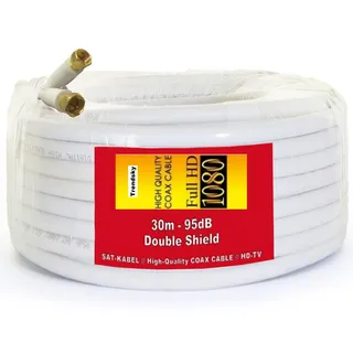 Trendsky 30m 95db Koaxialkabel Sat Kabel Koax Antennenkabel Satellitenkabel 4K, Full HDTV, 3D, HD, Kabel TV Tauglich