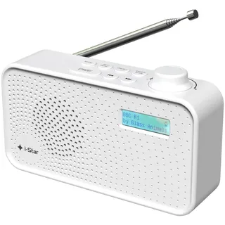 DAB/DAB Plus/FM Radio Mini Tragbares Digitalradio mit Akku und USB Aufladung für 4 Stunden Wiedergabe, Netz und Batteriebetrieb (Weiß)