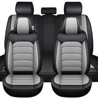 FUNEAER Auto Sitzbezüge für VW T-ROC, 5 Sitzer Autositzbezüge Sets, Leder Schonbezüge, Wasserdicht Und Atmungsaktiv Sitzbezug Autositzauflage-Grau