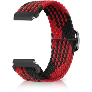 CeiBand Geflochtenes Solo Loop Elastische Armband, 18mm 19mm 20mm 22mm Schnell Verstellbares Herren Damen Weiches Aatmungsaktive Sportbänder Uhrenarmbänder Ersatzarmband - Schwarz Rot
