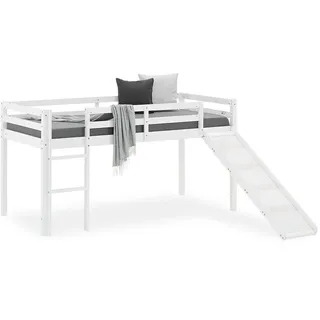 Homestyle4u Hochbett mit Rutsche weiß