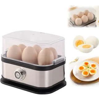 Elektrischer Eierkocher für bis zu 1-7 Eier, Eierkochers Edelstahl - Elektrischer Eierkocher mit Automatischer Abschaltung - Inklusive Messbecher - Ideal für Weich, Medium & Hart Gekochte Eier