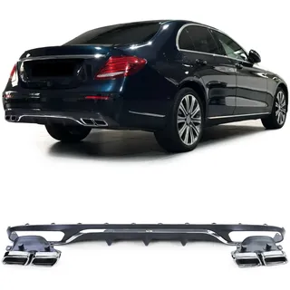 Sport Heckdiffusor mit Endrohren Chrom für Mercedes E Klasse W213 ohne AMG Line