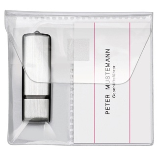 Veloflex 2256010 - USB Stick-Hüllen USB-Stick-Tasche Visitenkartenhülle, PP, 10 x 10 cm, selbstklebend, glasklar, 5 Stück