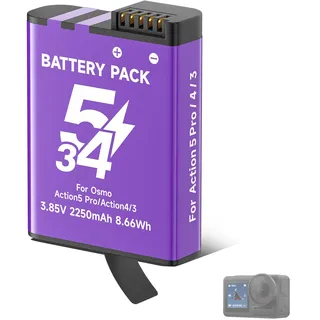 CITYORK 2250mAh Ersatz Akku für .DJI-Osmo. Action 6/5 Pro/Action Osmo Action 4/ Action 3/ Osmo 360 Extreme Akku, Wiederaufladbare Langlebiger Batterie Sportkamera Zubehör, Lange Lebensdauer