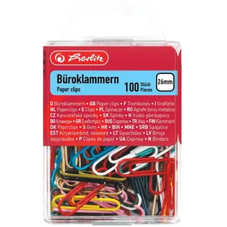 Herlitz Büroklammer 26mm farbig 100 Stück