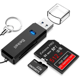 Beikell USB 3.0 Kartenleser, Highspeed Kartenlesegerät - Unterstützt SD/Micro SD/TF/SDHC/SDXC/MMC - kompatibel mit Windows/Mac/OS usw.