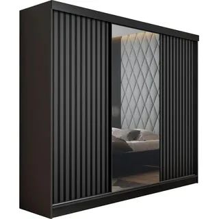 kier furniture Schiebetürenschrank Schwarz, Graphit 200x205x59 cm Schlafzimmer, Kleiderschränke, Schwebetürenschränke