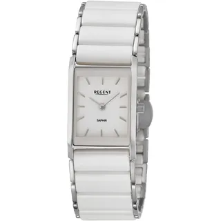 REGENT Damen-Armbanduhr Edelstahl/Keramik Weiß
