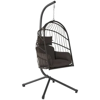 HinHocker Hängesessel mit Gestell, Braun, Hängeschaukel für Indoor und Outdoor Schaukelstuhl, | HinHocker
