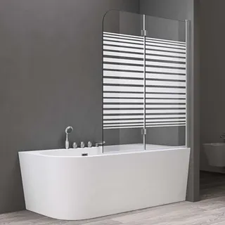 SoGood doporro Duschwand für Badewanne Badewannenaufsatz Duschabtrennung 6mm Esg-sicherheitsglas inkl.... - teilsatiniert