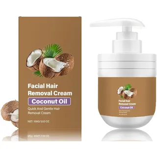 Coconut Facial Depilatory Cream, Coconut Enthaarungscreme für das Gesicht, Kokosnuss-Haarentferner für Oberlippe und Kinn, Sanft und Nicht Reizend, für den Körper Empfindliche Haut (1)