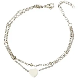 KARMA Fußkette mit Anhänger Fußkettchen Damen Herz Anhänger Silber, Gold od. Rosé Edelstahl (1-tlg), Fusskette Geschenk Fußschmuck Urlaub Strand Schmuck Damen Gold silberfarben