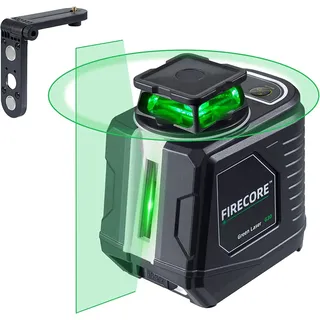 Firecore Kreuzlinienlaser, 360° selbstnivellierender Linienlaser mit horizontalen und vertikalen Linien, grüner Laser zum Aufhängen von Bildern, mit Magnethalter, 4 AA-Batterien&Tragetasche – G30