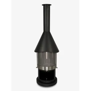 Firestar Gartenkamine Grillkamin Gartenkamin DN 550 Swing 3. Gen. Edelstahl schwarz Grillkamin Kamin, inklusive Grillrost und Fettschutzpfanne