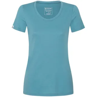 Kaipara - Merino Sportswear Rundhalsshirt Merino Shirt Damen Kurzarm Slimfit 200 (1-tlg) aus reiner Merinowolle Made in Germany blau XL