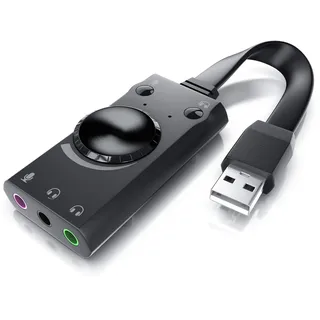 CSL - USB Mini Soundkarte extern - Virtuelles Surround - kompatibel mit Computer Notebook Tablet-PC MacBook - Plug and Play - Windows 10/11 kompatibel - schwarz