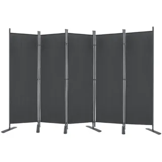 FIVMEN Paravent Raumteiler Klappbar Freistehend Stellwand Sichtschutzwand, Verstellbar Raumteiler Innen und Außenbereich für Büros, Garten Balkon grau|schwarz 280 cm x 180 cm