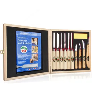 Kirschen Werkzeuge Kerbschnitzsatz 12 tlg. mit Dvd im Holzkasten 3442 Hk Schnitzwerkzeug