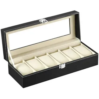 LuxusKollektion Schmuckset Uhrenbox Herren 6 Uhren PU Leder Glasfenster Samt Schwarz-W04B