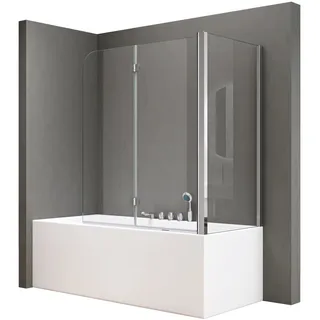 doporro Duschwand Badewannenaufsatz 80 x 120 x 140 cm Transparent
