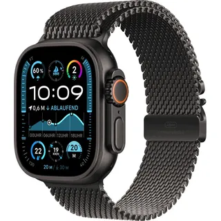 GPS + Cellular 49 mm Titangehäuse schwarz, Milanaise Armband schwarz S