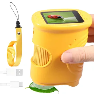 Mikroskop für Kinder 1000X – 2" IPS Handy Digital Microscope, Taschenmikroskop mit 1080P HD Bildschirm, 8 LED, USB-C, tragbar, Kindermikroskop Spielzeug zum Anschluss an PC, Geschenk ab 4 Jahre