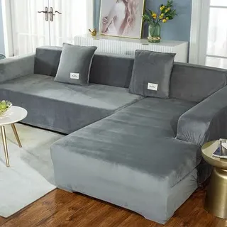 Ecksofa-husse Mit Armlehnen, Dehnbare L-förmige Sofahusse Als Schutzbezug (für L-förmiges Ecksofa, Bitte Zwei Stücke Kaufen) – Hellgrau, Einfach, 90–140 Cm
